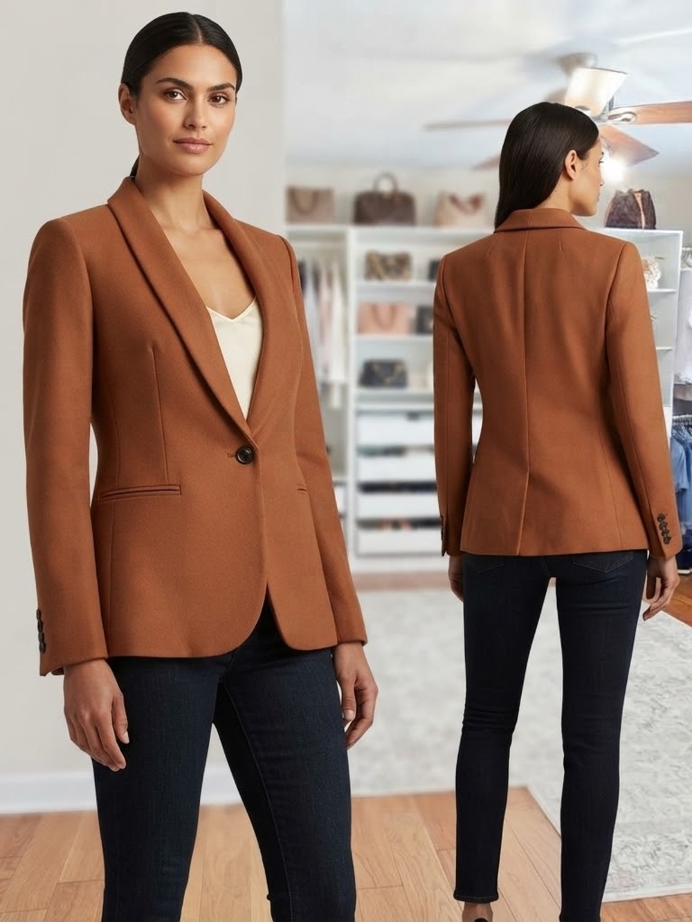 J.crew 55% Wool Tailored Single-Button Blazer Jacket in Camel Color Size 2P